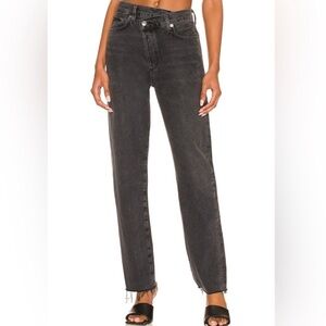AGOLDE criss cross straight leg jeans in washed grey size 25